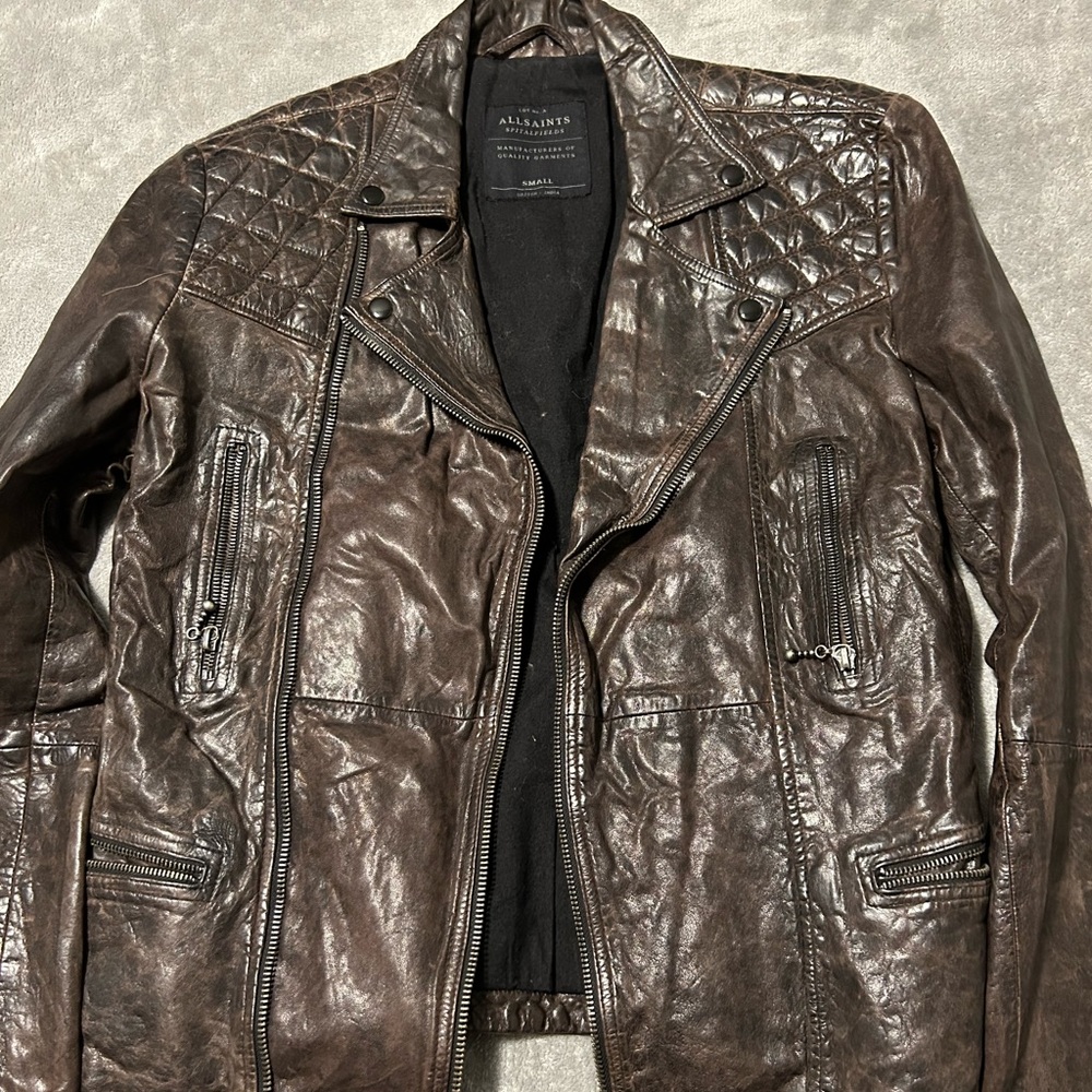 All Saints Leather Biker Jacket - Size Small